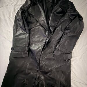 Faux Leather Trench Coat